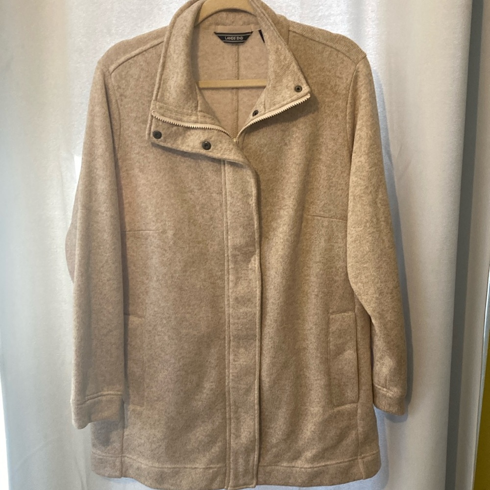 Lands End brand new w/out tags oatmeal colored lightly fleeced jacket